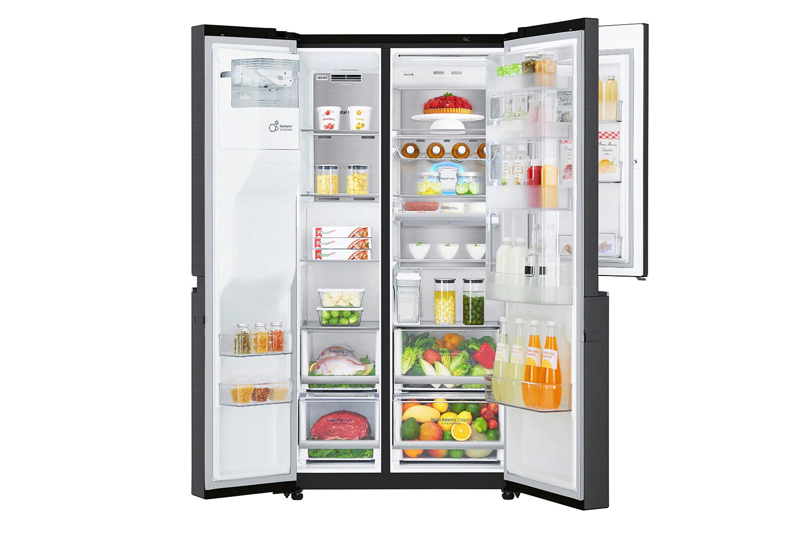LG Side-by-Side mit Door-in-Door ® | Eis-, Crushed Ice- und Wasserspender | 625 Liter Kapazität | Energieeffizienzklasse E | Interner Wassertank 4L | Schwarz | GSJ961MCCZ, GSJ961MCCZ