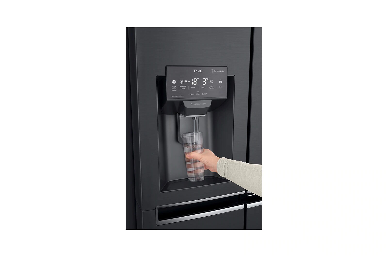 LG Side-by-Side mit Door-in-Door ® | Eis-, Crushed Ice- und Wasserspender | 625 Liter Kapazität | Energieeffizienzklasse E | Interner Wassertank 4L | Schwarz | GSJ961MCCZ, GSJ961MCCZ