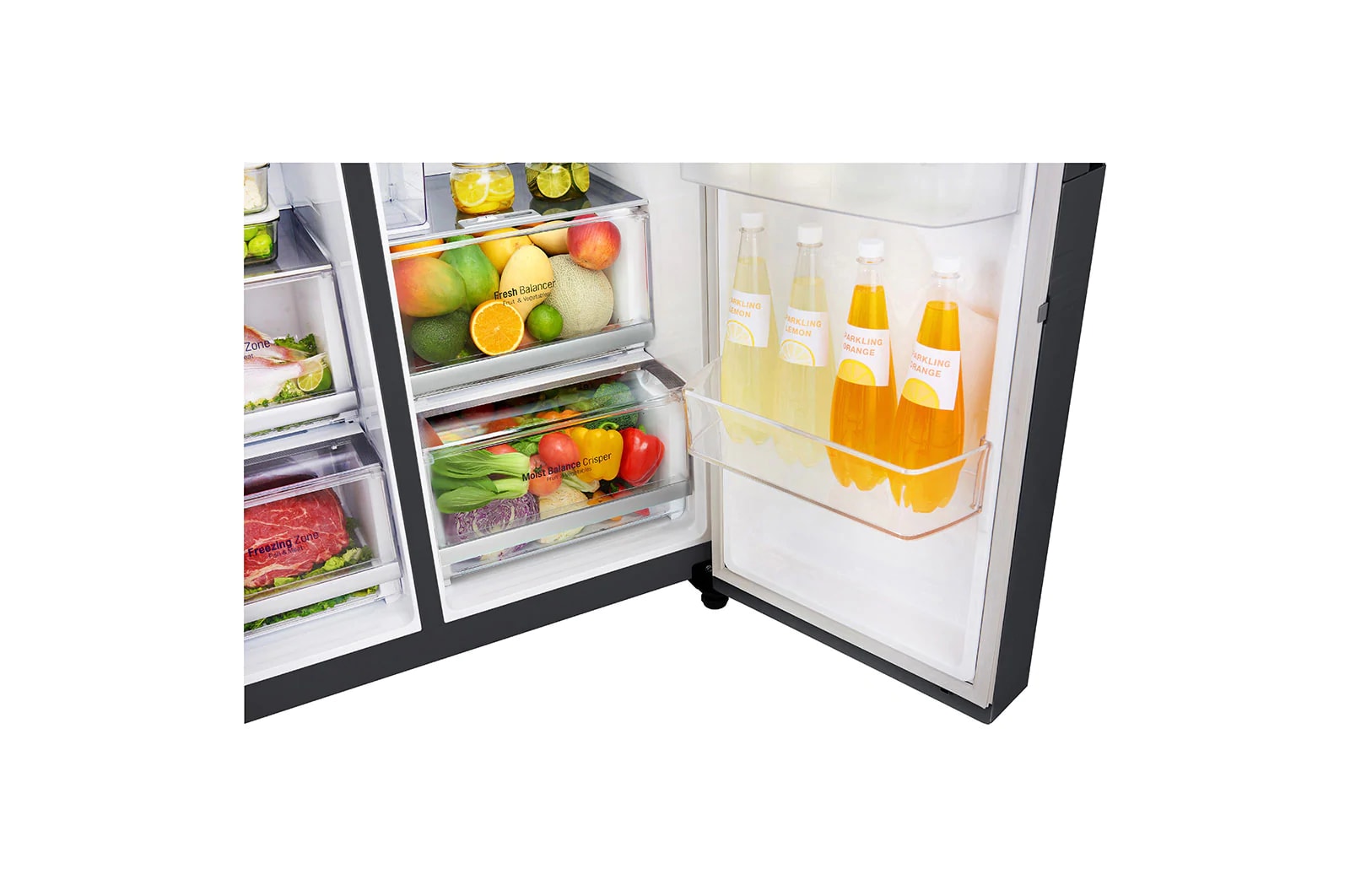 LG Side-by-Side mit Door-in-Door ® | Eis-, Crushed Ice- und Wasserspender | 625 Liter Kapazität | Energieeffizienzklasse E | Interner Wassertank 4L | Schwarz | GSJ961MCCZ, GSJ961MCCZ