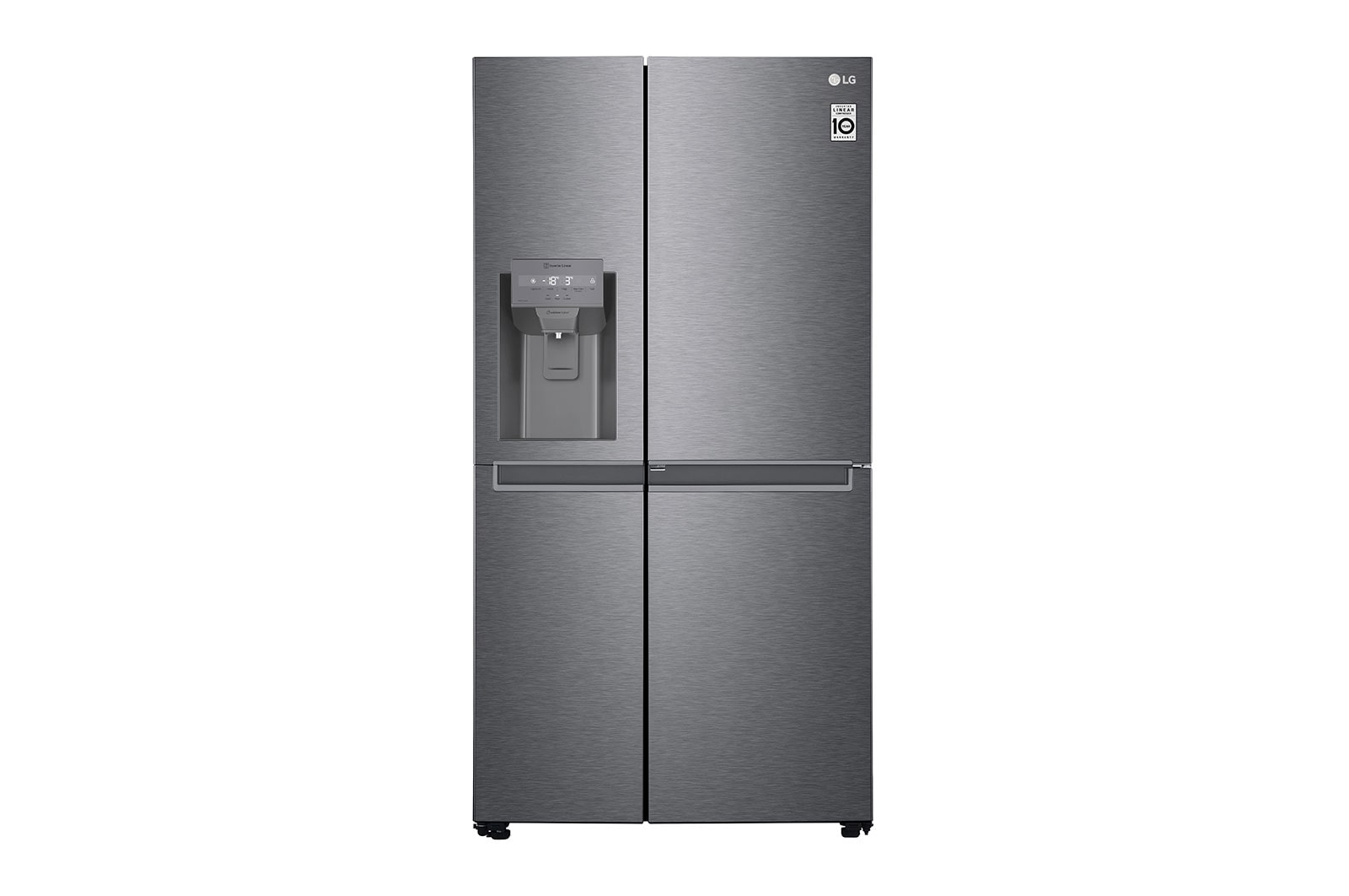 LG Side-by-Side mit Door-in-Door ® | Eis-, Crushed Ice- und Wasserspender | 634 Liter Kapazität | Energieeffizienzklasse F | Festwasseranschluss | Platinum Silver |  GSJV30DSXF , GSJV30DSXF