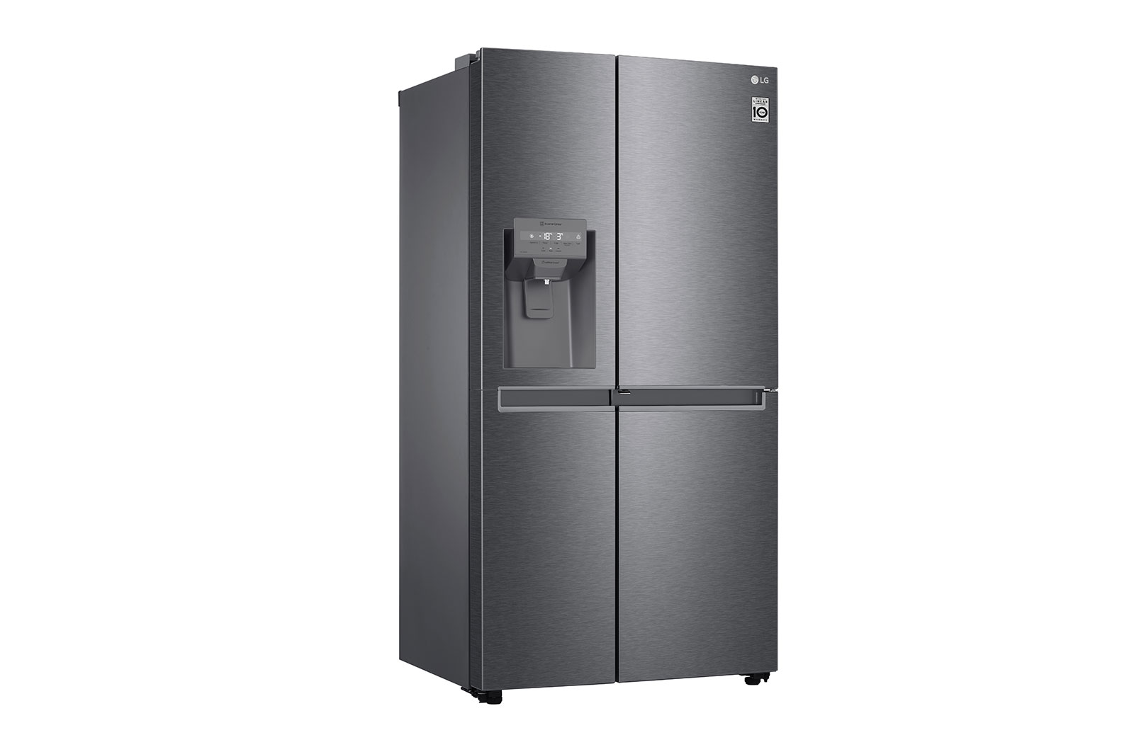 LG Side-by-Side mit Door-in-Door ® | Eis-, Crushed Ice- und Wasserspender | 634 Liter Kapazität | Energieeffizienzklasse F | Festwasseranschluss | Platinum Silver |  GSJV30DSXF , GSJV30DSXF