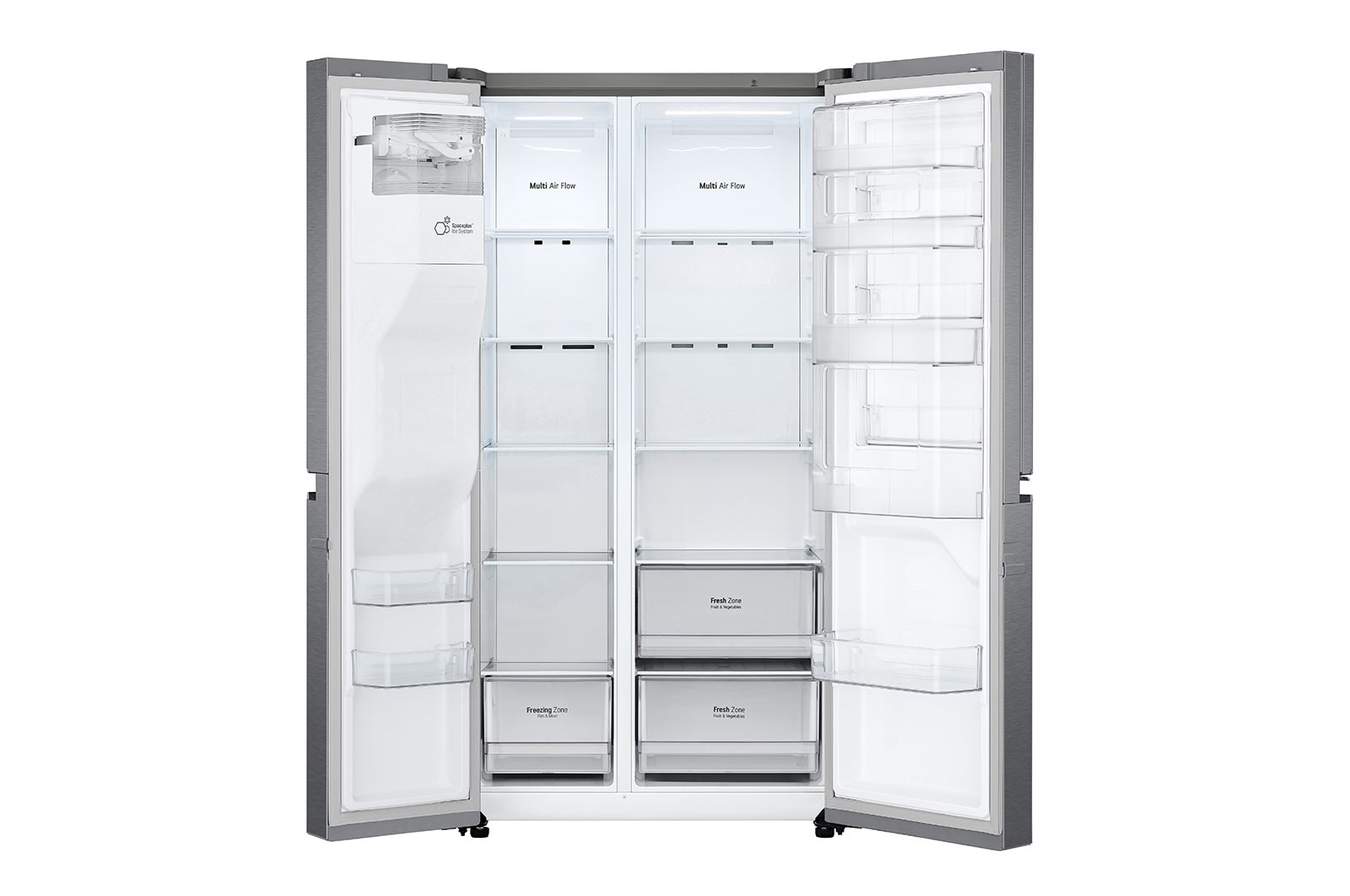 LG Side-by-Side mit Door-in-Door ® | Eis-, Crushed Ice- und Wasserspender | 634 Liter Kapazität | Energieeffizienzklasse F | Festwasseranschluss | Platinum Silver |  GSJV30DSXF , GSJV30DSXF