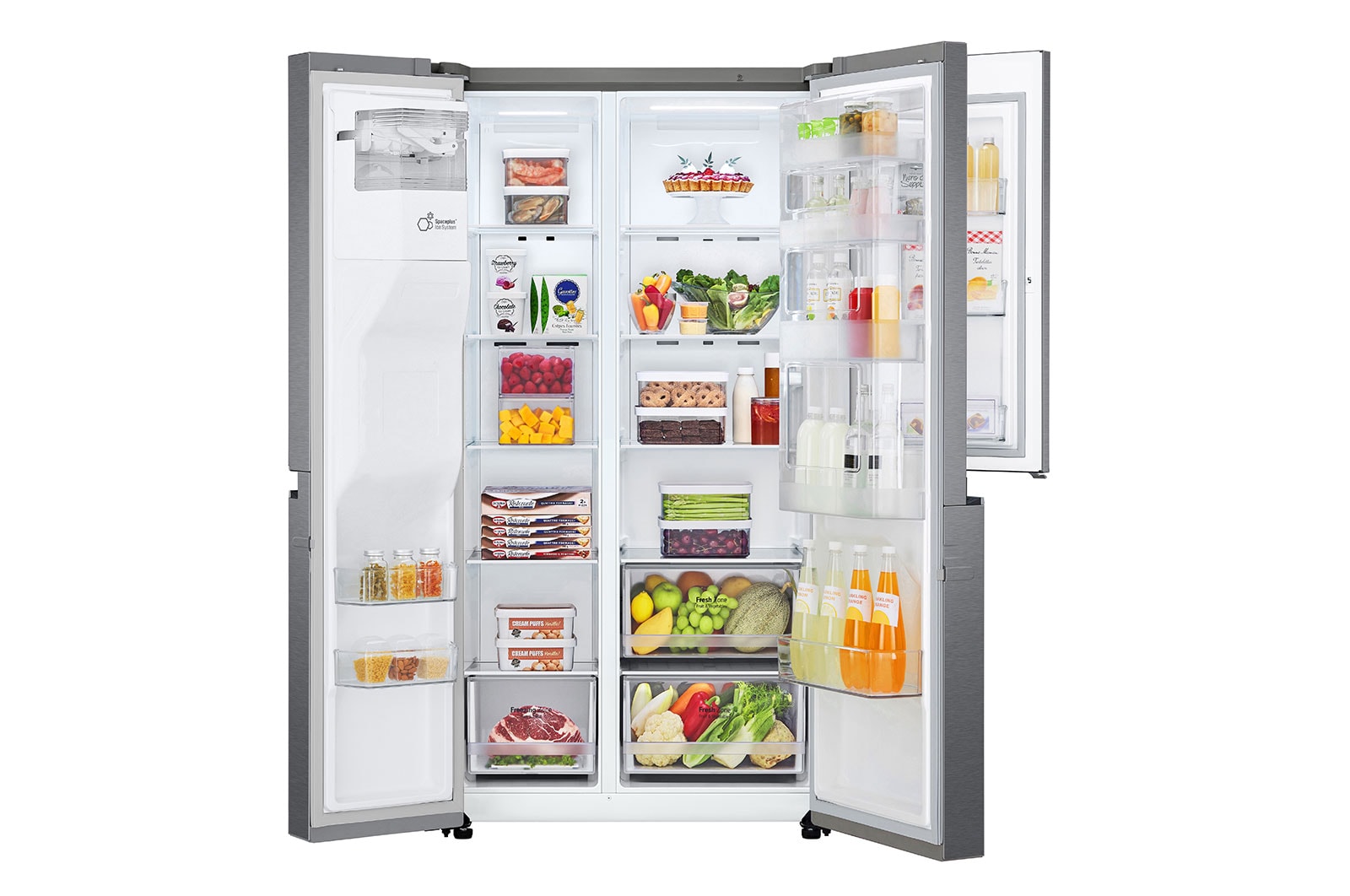 LG Side-by-Side mit Door-in-Door ® | Eis-, Crushed Ice- und Wasserspender | 634 Liter Kapazität | Energieeffizienzklasse F | Festwasseranschluss | Platinum Silver |  GSJV30DSXF , GSJV30DSXF