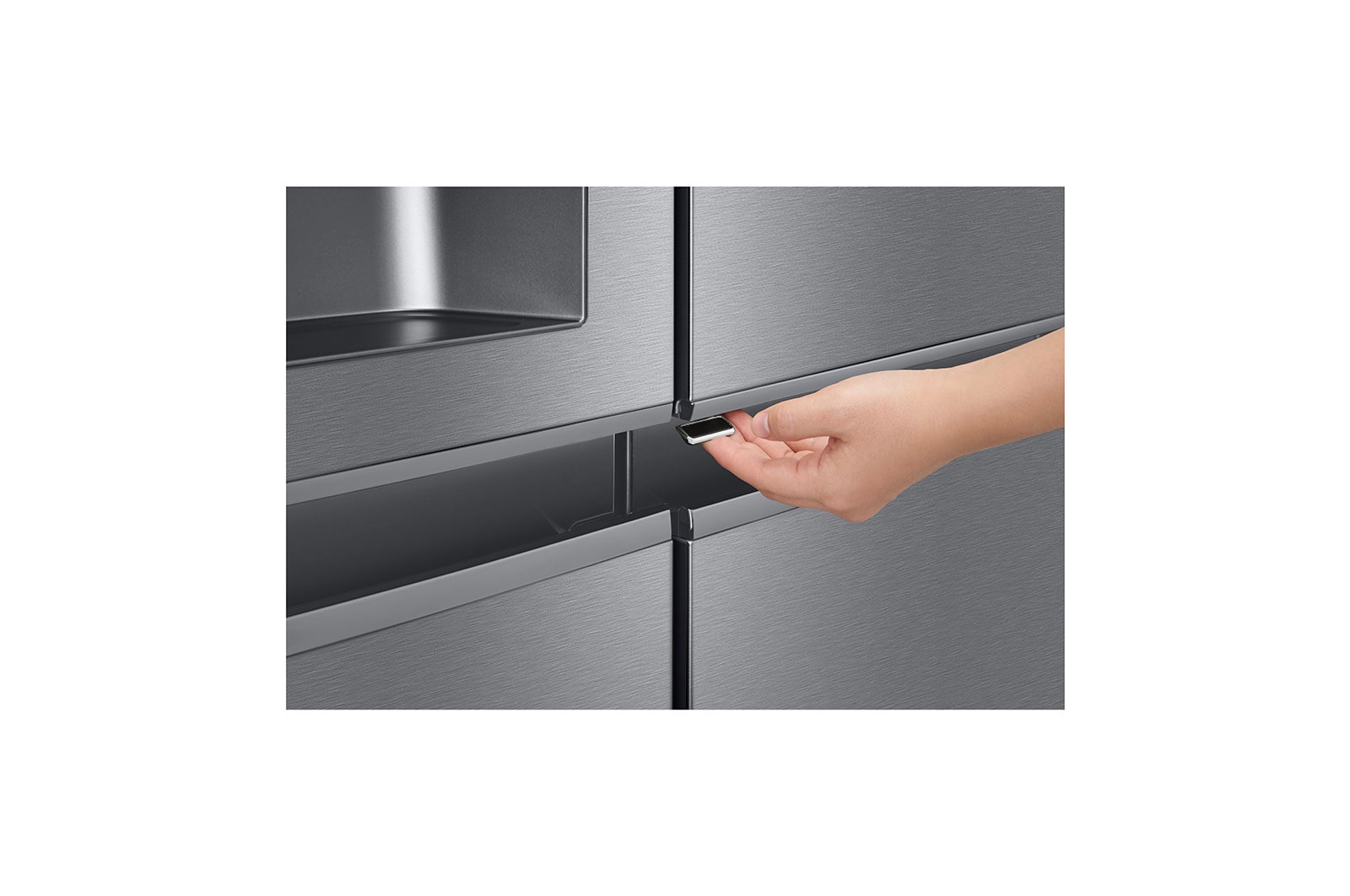 LG Side-by-Side mit Door-in-Door ® | Eis-, Crushed Ice- und Wasserspender | 634 Liter Kapazität | Energieeffizienzklasse F | Festwasseranschluss | Platinum Silver |  GSJV30DSXF , GSJV30DSXF