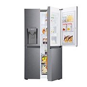 LG Side-by-Side mit Door-in-Door ® | Eis-, Crushed Ice- und Wasserspender | 634 Liter Kapazität | Energieeffizienzklasse F | Festwasseranschluss | Platinum Silver |  GSJV30DSXF , GSJV30DSXF