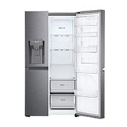 LG Side-by-Side mit Door-in-Door ® | Eis-, Crushed Ice- und Wasserspender | 634 Liter Kapazität | Energieeffizienzklasse F | Festwasseranschluss | Platinum Silver |  GSJV30DSXF , GSJV30DSXF