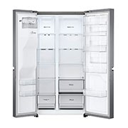 LG Side-by-Side mit Door-in-Door ® | Eis-, Crushed Ice- und Wasserspender | 634 Liter Kapazität | Energieeffizienzklasse F | Festwasseranschluss | Platinum Silver |  GSJV30DSXF , GSJV30DSXF