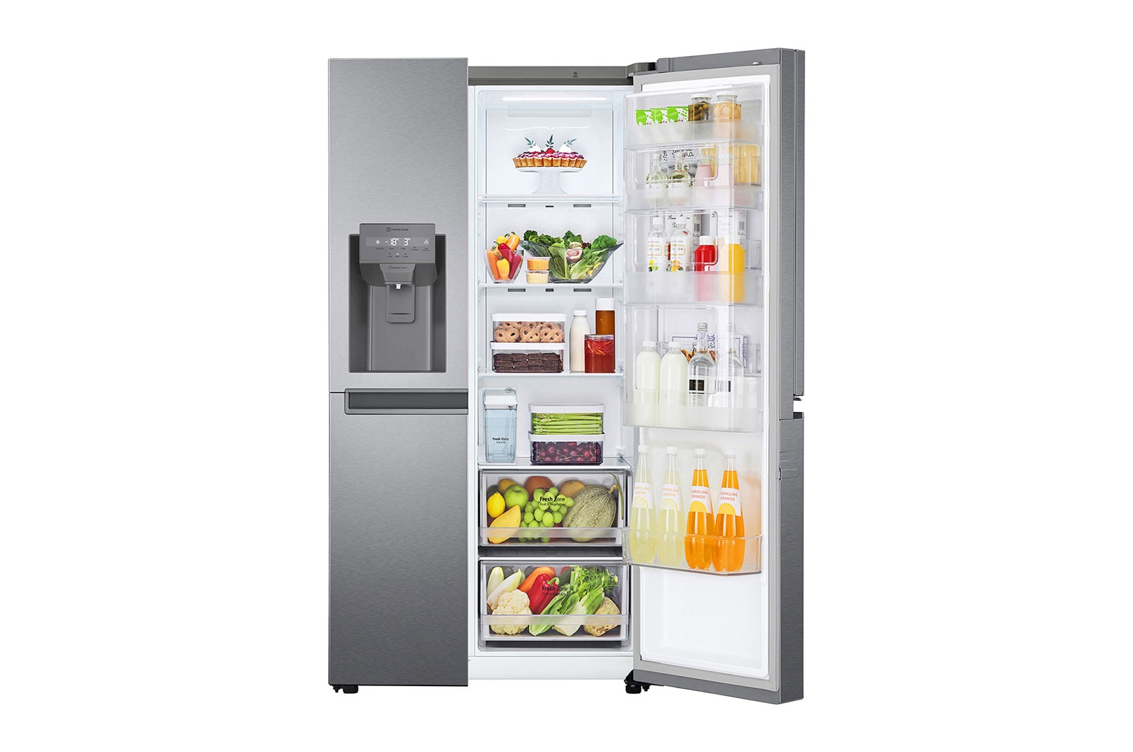 LG Side-by-Side mit Door-in-Door® | Eis-, Crushed Ice- und Wasserspender | 634 Liter Kapazität | Energieeffizienzklasse E | Interner Wassertank 4L | Dark Graphite | GSJV31DSXE, GSJV31DSXE