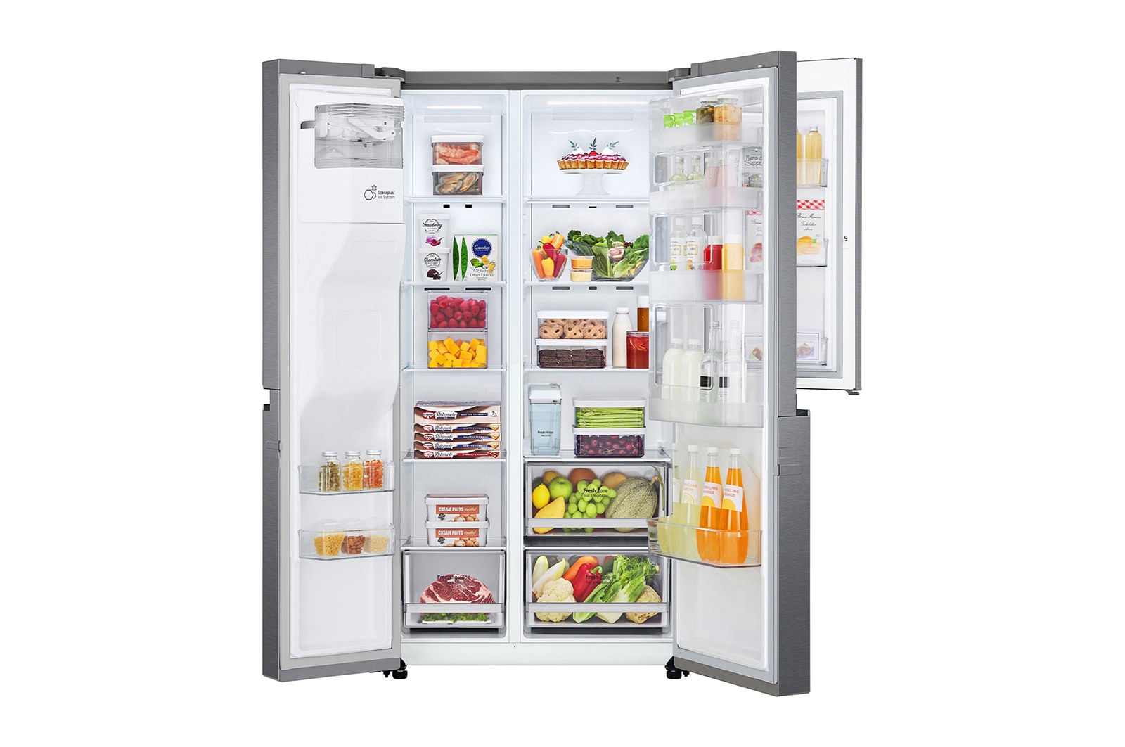 LG Side-by-Side mit Door-in-Door® | Eis-, Crushed Ice- und Wasserspender | 634 Liter Kapazität | Energieeffizienzklasse F | Interner Wassertank 4L | Dark Graphite | GSJV31DSXF , GSJV31DSXF