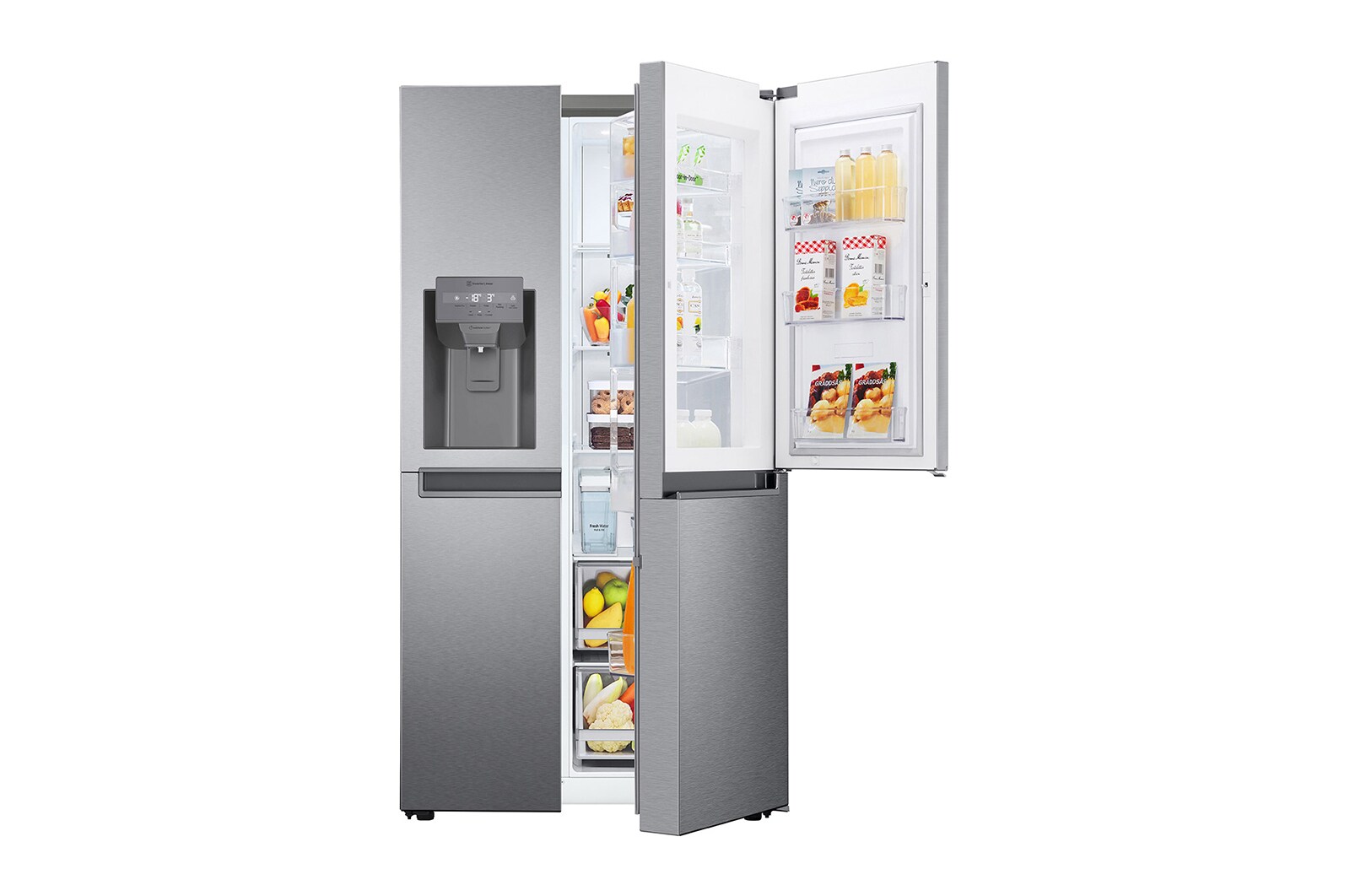 LG Side-by-Side mit Door-in-Door® | Eis-, Crushed Ice- und Wasserspender | 634 Liter Kapazität | Energieeffizienzklasse F | Interner Wassertank 4L | Dark Graphite | GSJV31DSXF , GSJV31DSXF