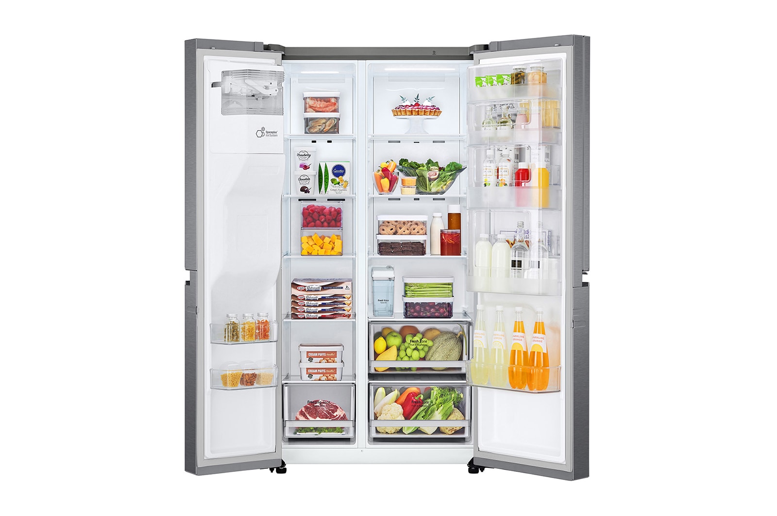 LG Side-by-Side mit Door-in-Door® | Eis-, Crushed Ice- und Wasserspender | 634 Liter Kapazität | Energieeffizienzklasse F | Interner Wassertank 4L | Dark Graphite | GSJV31DSXF , GSJV31DSXF