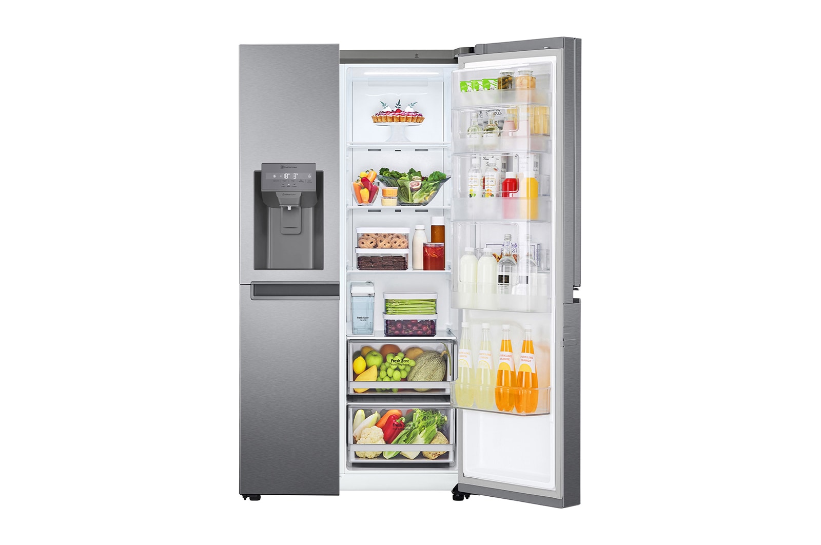 LG Side-by-Side mit Door-in-Door® | Eis-, Crushed Ice- und Wasserspender | 634 Liter Kapazität | Energieeffizienzklasse F | Interner Wassertank 4L | Dark Graphite | GSJV31DSXF , GSJV31DSXF