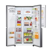 LG Side-by-Side mit Door-in-Door® | Eis-, Crushed Ice- und Wasserspender | 634 Liter Kapazität | Energieeffizienzklasse F | Interner Wassertank 4L | Dark Graphite | GSJV31DSXF , GSJV31DSXF