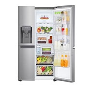 LG Side-by-Side mit Door-in-Door® | Eis-, Crushed Ice- und Wasserspender | 634 L Liter Kapazität | Energieeffizienzklasse E | Interner Wassertank 4L | Platinum Silver | GSJV31PZXE, GSJV31PZXE