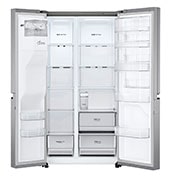 LG Side-by-Side mit Door-in-Door® | Eis-, Crushed Ice- und Wasserspender | 634 L Liter Kapazität | Energieeffizienzklasse E | Interner Wassertank 4L | Platinum Silver | GSJV31PZXE, GSJV31PZXE