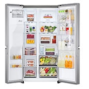 LG Side-by-Side mit Door-in-Door® | Eis-, Crushed Ice- und Wasserspender | 634 L Liter Kapazität | Energieeffizienzklasse E | Interner Wassertank 4L | Platinum Silver | GSJV31PZXE, GSJV31PZXE
