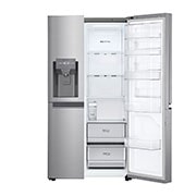 LG Side-by-Side mit Door-in-Door ® | Eis-, Crushed Ice- und Wasserspender | 634 Liter Kapazität | Energieeffizienzklasse F | Interner Wassertank 4L | Platinum Silver |  GSJV31PZXF , GSJV31PZXF