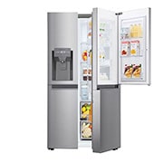 LG Side-by-Side mit Door-in-Door ® | Eis-, Crushed Ice- und Wasserspender | 634 Liter Kapazität | Energieeffizienzklasse F | Interner Wassertank 4L | Platinum Silver |  GSJV31PZXF , GSJV31PZXF