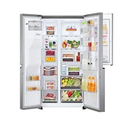 LG Side-by-Side mit Door-in-Door ® | Eis-, Crushed Ice- und Wasserspender | 634 Liter Kapazität | Energieeffizienzklasse F | Interner Wassertank 4L | Platinum Silver |  GSJV31PZXF , GSJV31PZXF