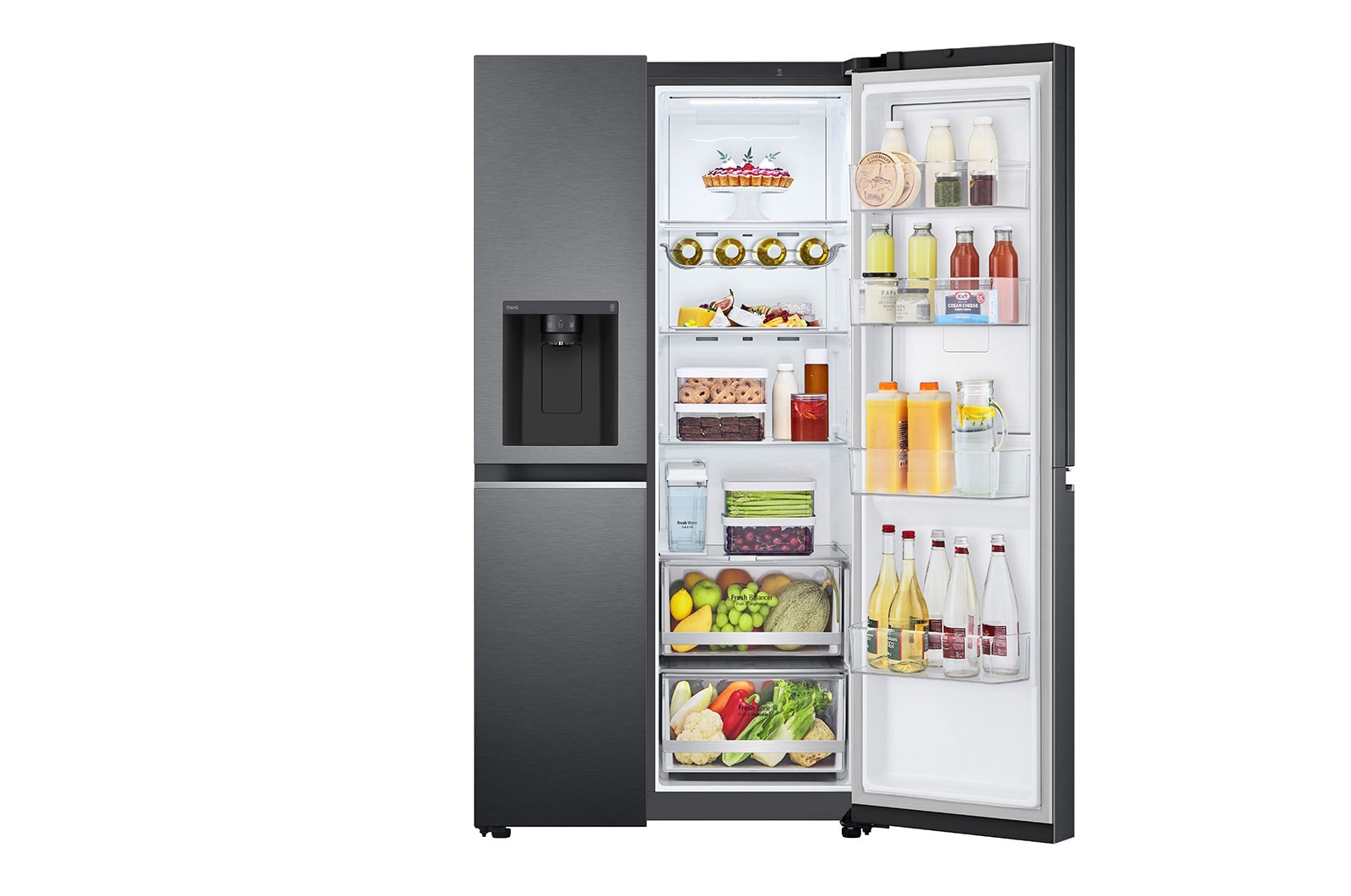 LG Side-by-Side Kühlschrank mit Door-in-Door® (E, 635L, 179cm hoch) mit Eis-, Crushed Ice- und Wasserspender & internem Wassertank | GSJV71MCLE, GSJV71MCLE