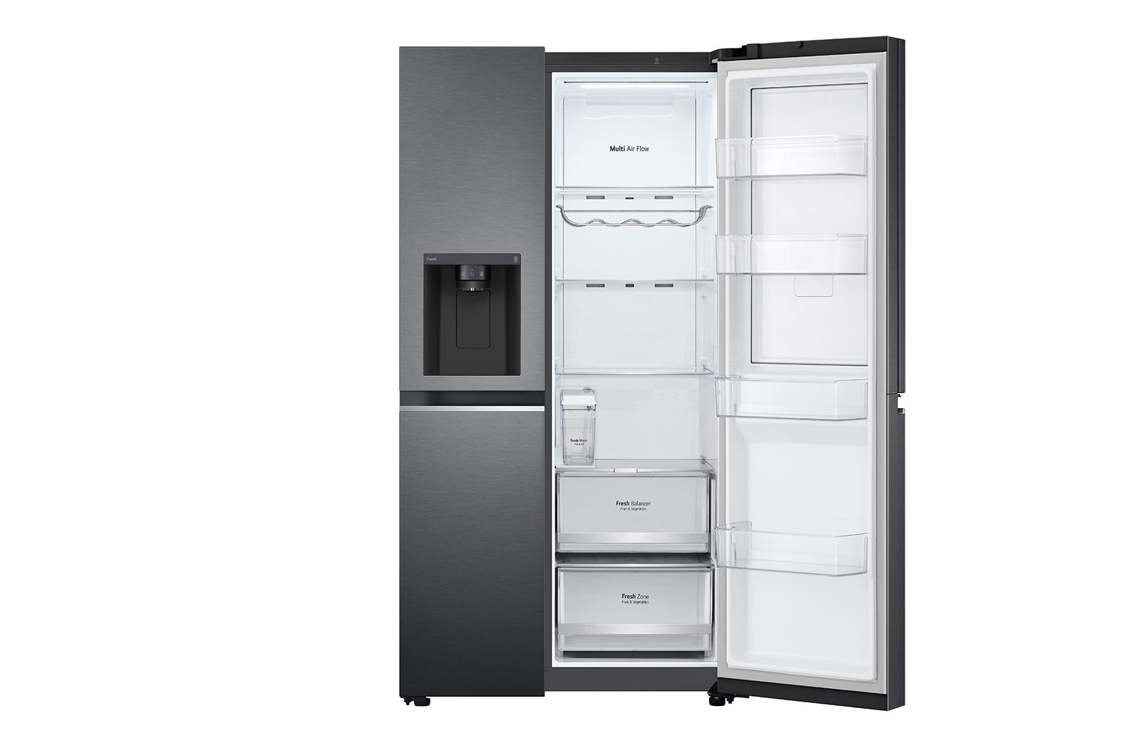 LG Side-by-Side Kühlschrank mit Door-in-Door® (E, 635L, 179cm hoch) mit Eis-, Crushed Ice- und Wasserspender & internem Wassertank | GSJV71MCLE, GSJV71MCLE