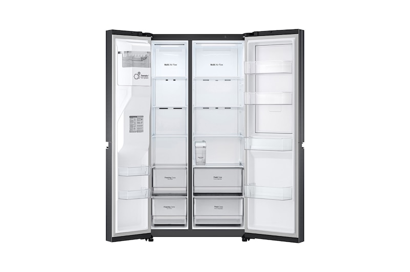 LG Side-by-Side mit Door-in-Door® | Eis-, Crushed Ice- und Wasserspender | 635 Liter Kapazität | Interner Wassertank 4L | Matte Black | GSJV71MCTE, GSJV71MCTE
