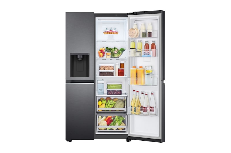 LG Side-by-Side mit Door-in-Door® | Eis-, Crushed Ice- und Wasserspender | 635 Liter Kapazität | Interner Wassertank 4L | Matte Black | GSJV71MCTE, GSJV71MCTE