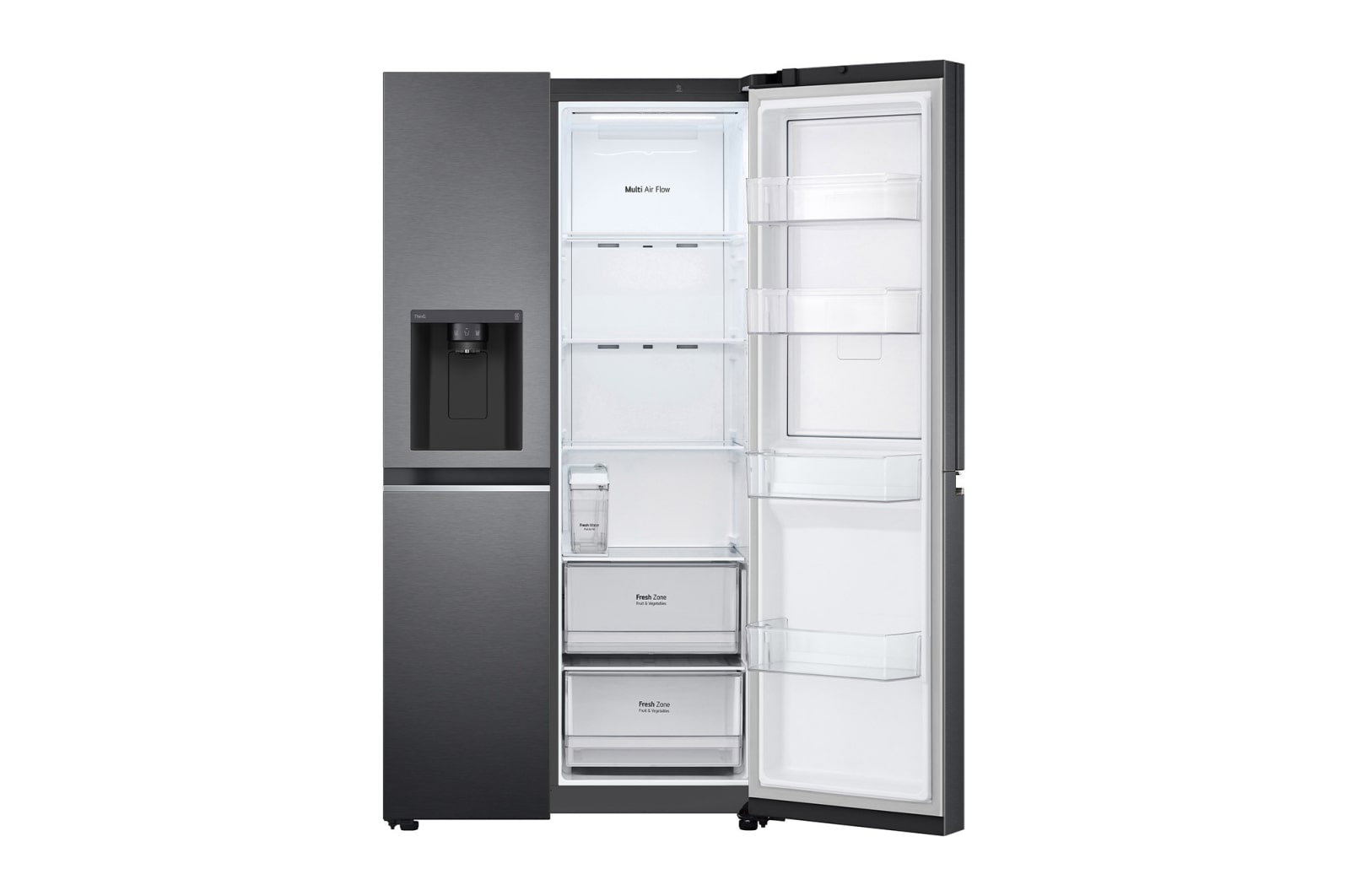 LG Side-by-Side mit Door-in-Door® |  Eis-, Crushed Ice- und Wasserspender  | 635 Liter Kapazität | Interner Wassertank 4L | Matte Black | GSJV71MCTE, GSJV71MCTE