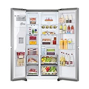 LG Side-by-Side Kühlschrank mit Door-in-Door® (E, 635L, 179cm hoch) mit Eis-, Crushed Ice- und Wasserspender & internem Wassertank | GSJV71PZLE, GSJV71PZLE