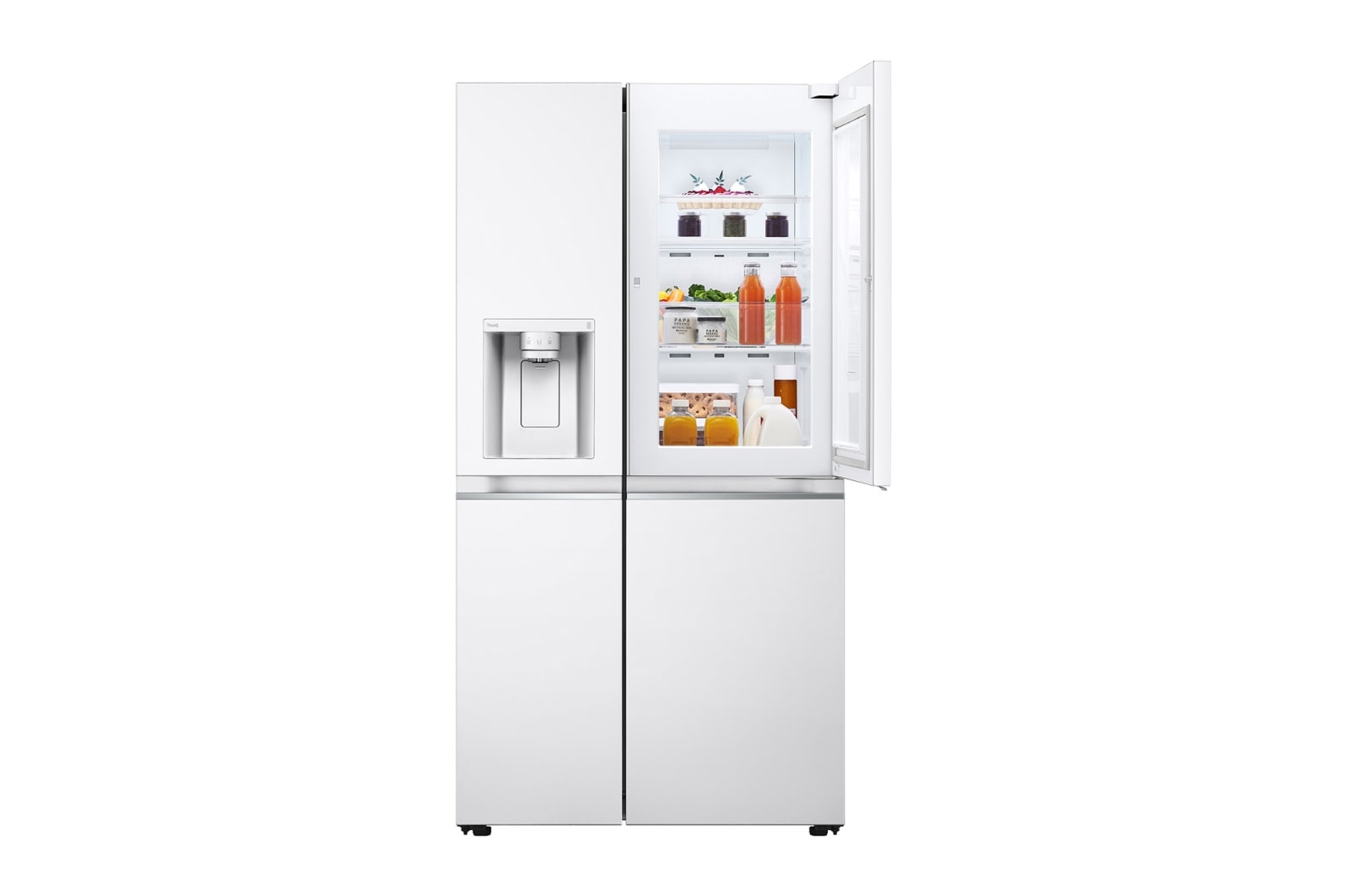LG Side-by-Side mit Door-in-Door® | Eis-, Crushed Ice- und Wasserspender | 635 Liter Kapazität | Energieeffizienzklasse E | Interner Wassertank 4L | Super White | GSJV71SWTE, GSJV71SWTE