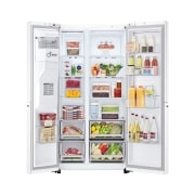 LG Side-by-Side mit Door-in-Door® | Eis-, Crushed Ice- und Wasserspender | 635 Liter Kapazität | Energieeffizienzklasse E | Interner Wassertank 4L | Super White | GSJV71SWTE, GSJV71SWTE