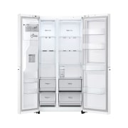 LG Side-by-Side mit Door-in-Door® | Eis-, Crushed Ice- und Wasserspender | 635 Liter Kapazität | Energieeffizienzklasse E | Interner Wassertank 4L | Super White | GSJV71SWTE, GSJV71SWTE