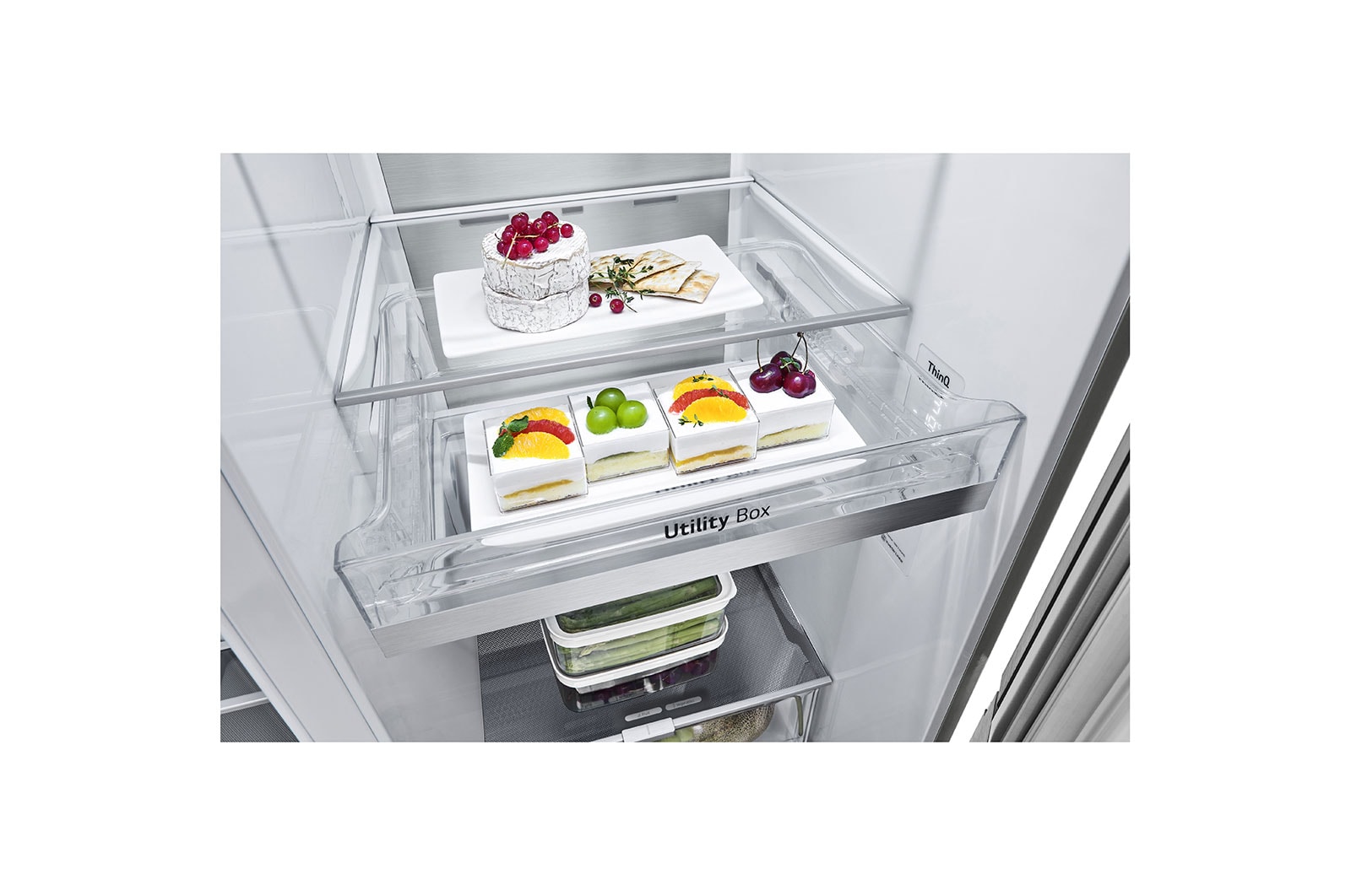 LG Side-by-Side mit Door-in-Door® | Craft Ice Kugeln | Eis-, Crushed Ice- und Wasserspender | 635 Liter Kapazität | Energieeffizienzklasse E | Interner Wassertank 4L | Brushed Steel | GSJV90BSDE, GSJV90BSDE