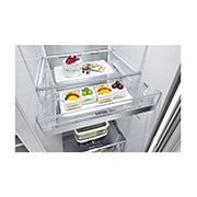 LG Side-by-Side mit Door-in-Door® | Craft Ice Kugeln | Eis-, Crushed Ice- und Wasserspender | 635 Liter Kapazität | Energieeffizienzklasse E | Interner Wassertank 4L | Brushed Steel | GSJV90BSDE, GSJV90BSDE