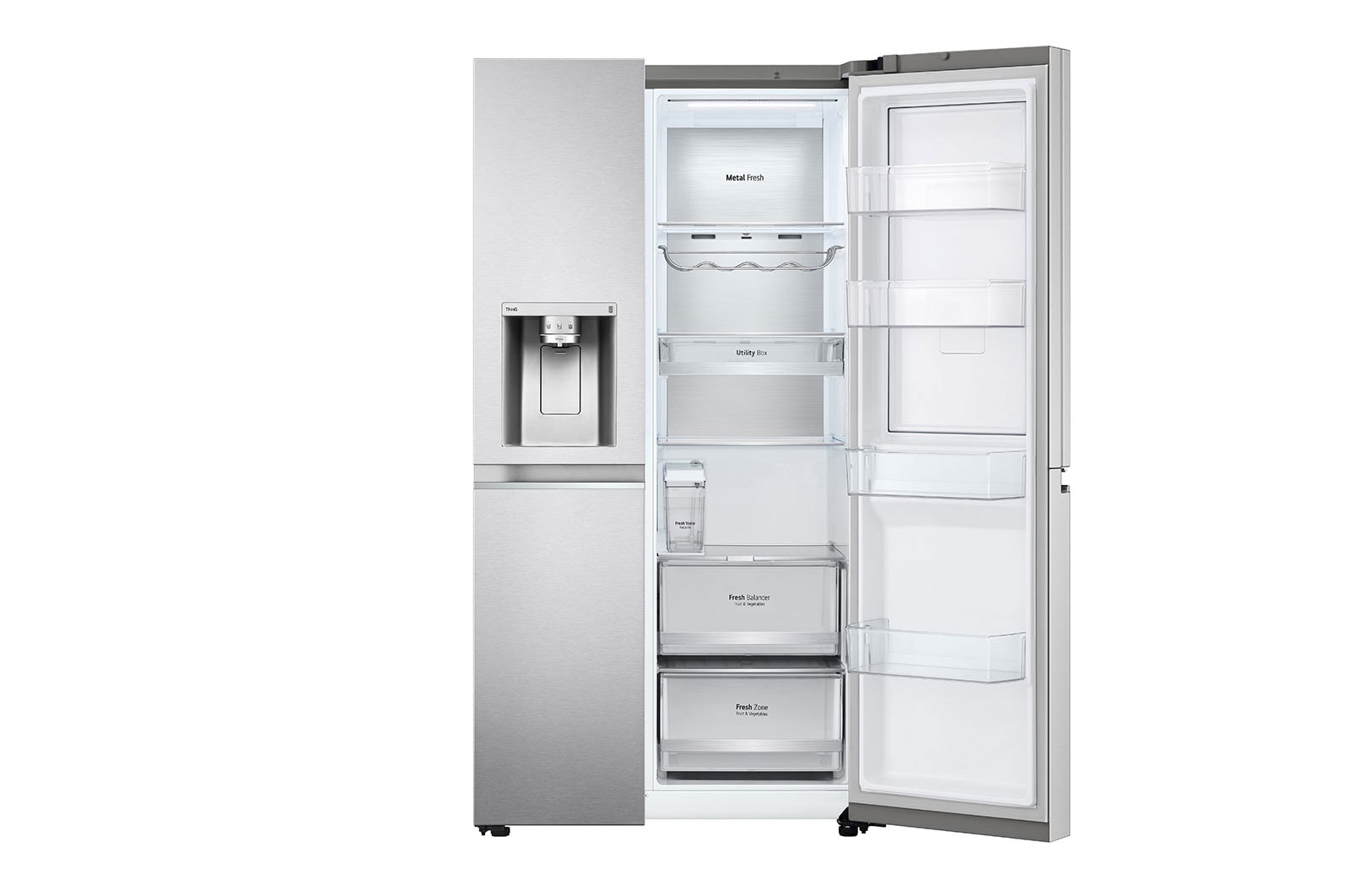LG Side-by-Side mit Door-in-Door® | 635 Liter Kapazität | Energieeffizienzklasse E | Interner Wassertank 4L | Brushed Steel | GSJV91BSAE, GSJV91BSAE