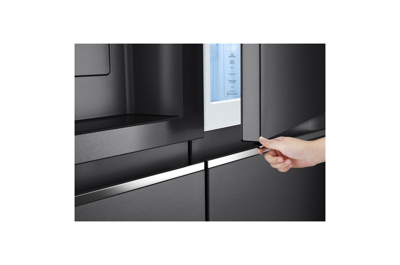 LG Side-by-Side mit Door-in-Door® | Eis-, Crushed Ice- und Wasserspender | 635 Liter Kapazität | Energieeffizienzklasse E | Interner Wassertank 4L | Matte Black Steel | GSJV91MCAE, GSJV91MCAE