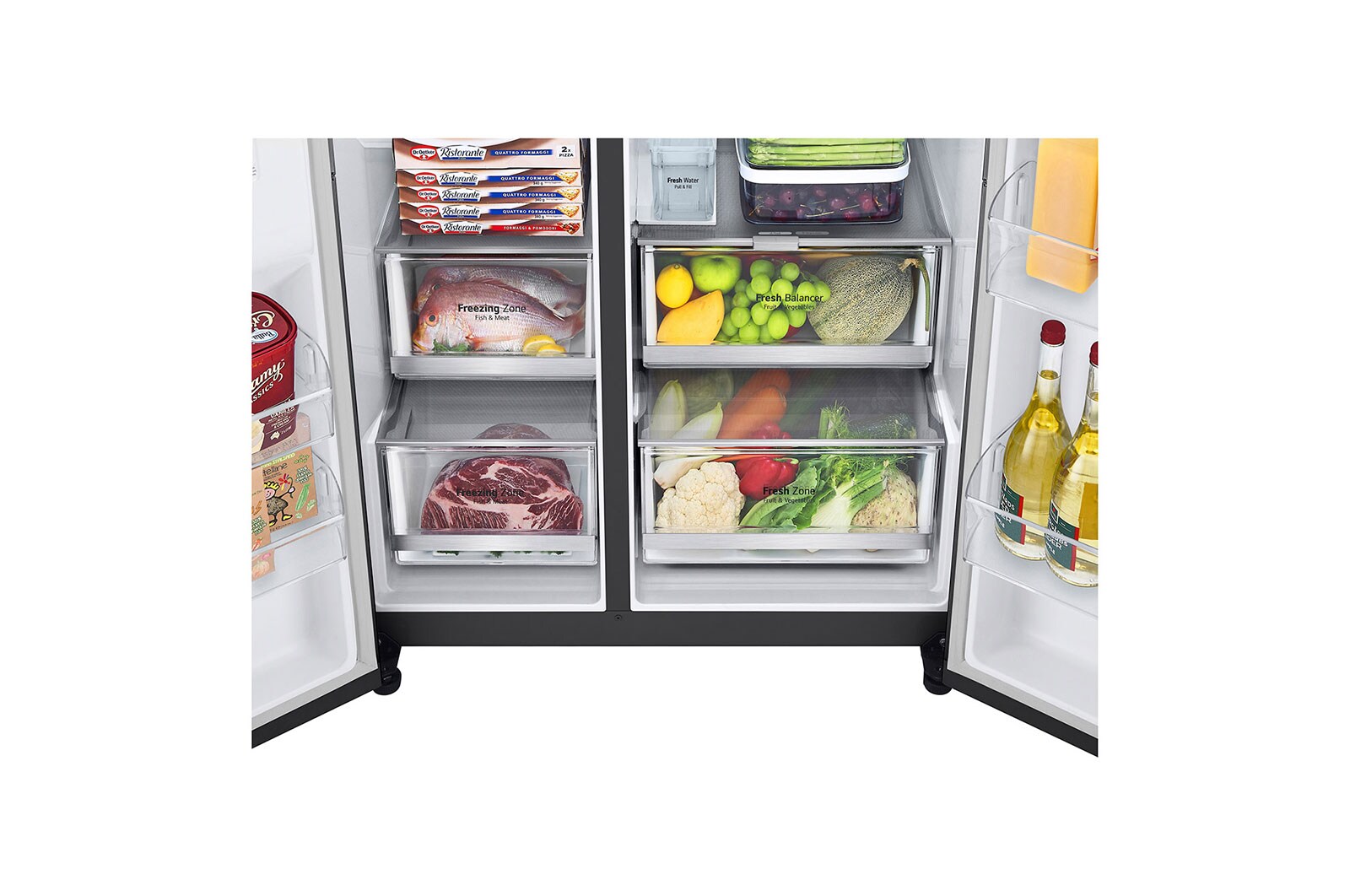 LG Side-by-Side mit Door-in-Door® | Eis-, Crushed Ice- und Wasserspender | 635 Liter Kapazität | Energieeffizienzklasse E | Interner Wassertank 4L | Matte Black Steel | GSJV91MCAE, GSJV91MCAE