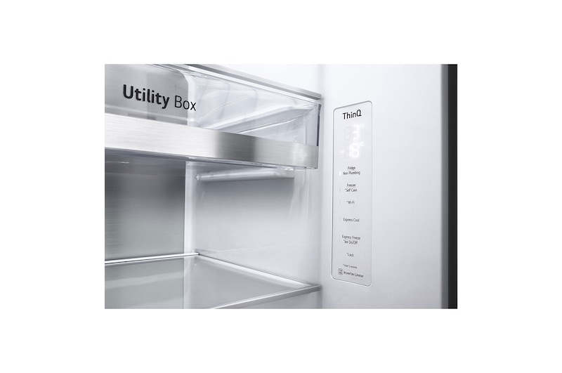 LG Side-by-Side mit Door-in-Door® | Eis-, Crushed Ice- und Wasserspender | 635 Liter Kapazität | Energieeffizienzklasse E | Interner Wassertank 4L | Matte Black Steel | GSJV91MCAE, GSJV91MCAE
