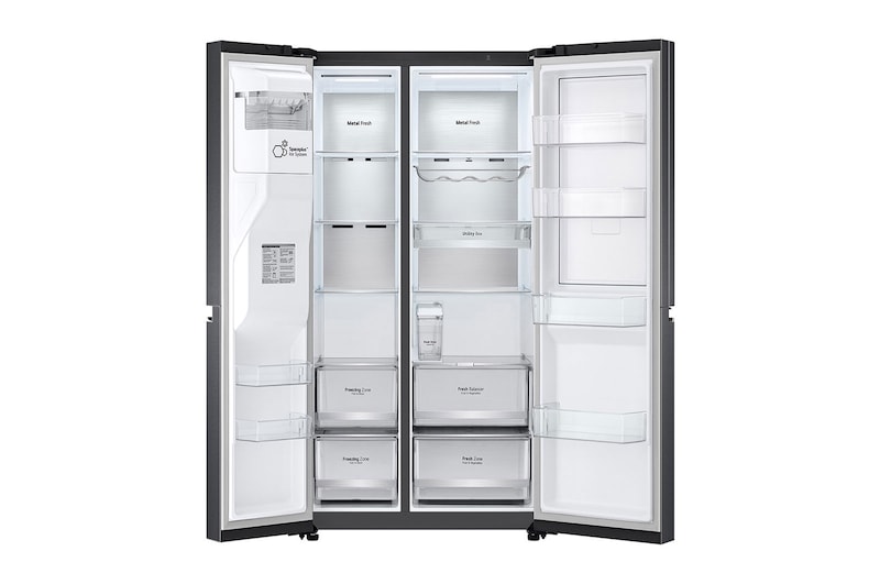 LG Side-by-Side mit Door-in-Door® | Eis-, Crushed Ice- und Wasserspender | 635 Liter Kapazität | Energieeffizienzklasse E | Interner Wassertank 4L | Matte Black Steel | GSJV91MCAE, GSJV91MCAE