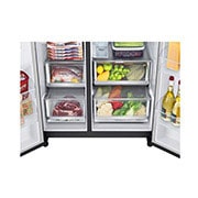 LG Side-by-Side mit Door-in-Door® | Eis-, Crushed Ice- und Wasserspender | 635 Liter Kapazität | Energieeffizienzklasse E | Interner Wassertank 4L | Matte Black Steel | GSJV91MCAE, GSJV91MCAE