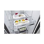 LG Side-by-Side mit Door-in-Door® | Eis-, Crushed Ice- und Wasserspender | 635 Liter Kapazität | Energieeffizienzklasse E | Interner Wassertank 4L | Matte Black Steel | GSJV91MCAE, GSJV91MCAE
