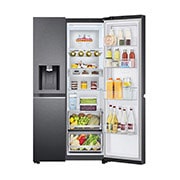 LG Side-by-Side mit Door-in-Door® | Eis-, Crushed Ice- und Wasserspender | 635 Liter Kapazität | Energieeffizienzklasse E | Interner Wassertank 4L | Matte Black Steel | GSJV91MCAE, GSJV91MCAE