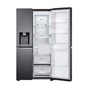 LG Side-by-Side mit Door-in-Door® | Eis-, Crushed Ice- und Wasserspender | 635 Liter Kapazität | Energieeffizienzklasse E | Interner Wassertank 4L | Matte Black Steel | GSJV91MCAE, GSJV91MCAE
