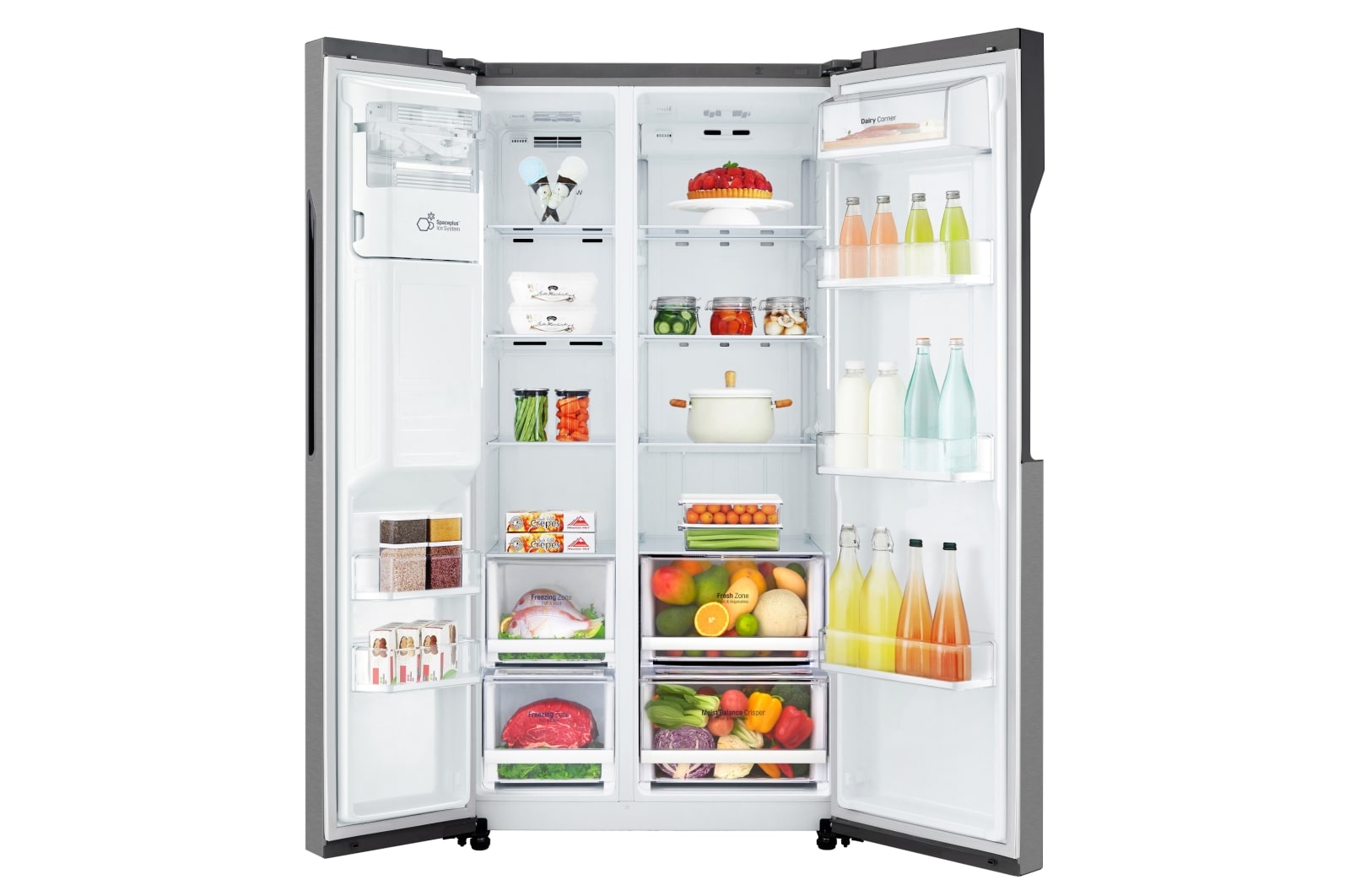 LG Side-by-Side mit Eis-, Crushed Ice- und Wasserspender  | 606 Liter Kapazität | Festwasseranschluss | Energieeffizienzklasse F | Dark Graphite | GSL360ICEZ, GSL360ICEZ