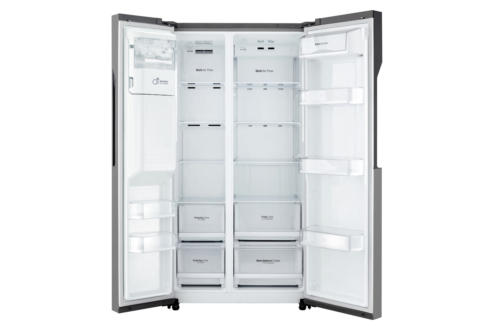 LG Side-by-Side mit Eis-, Crushed Ice- und Wasserspender  | 606 Liter Kapazität | Festwasseranschluss | Energieeffizienzklasse F | Dark Graphite | GSL360ICEZ, GSL360ICEZ