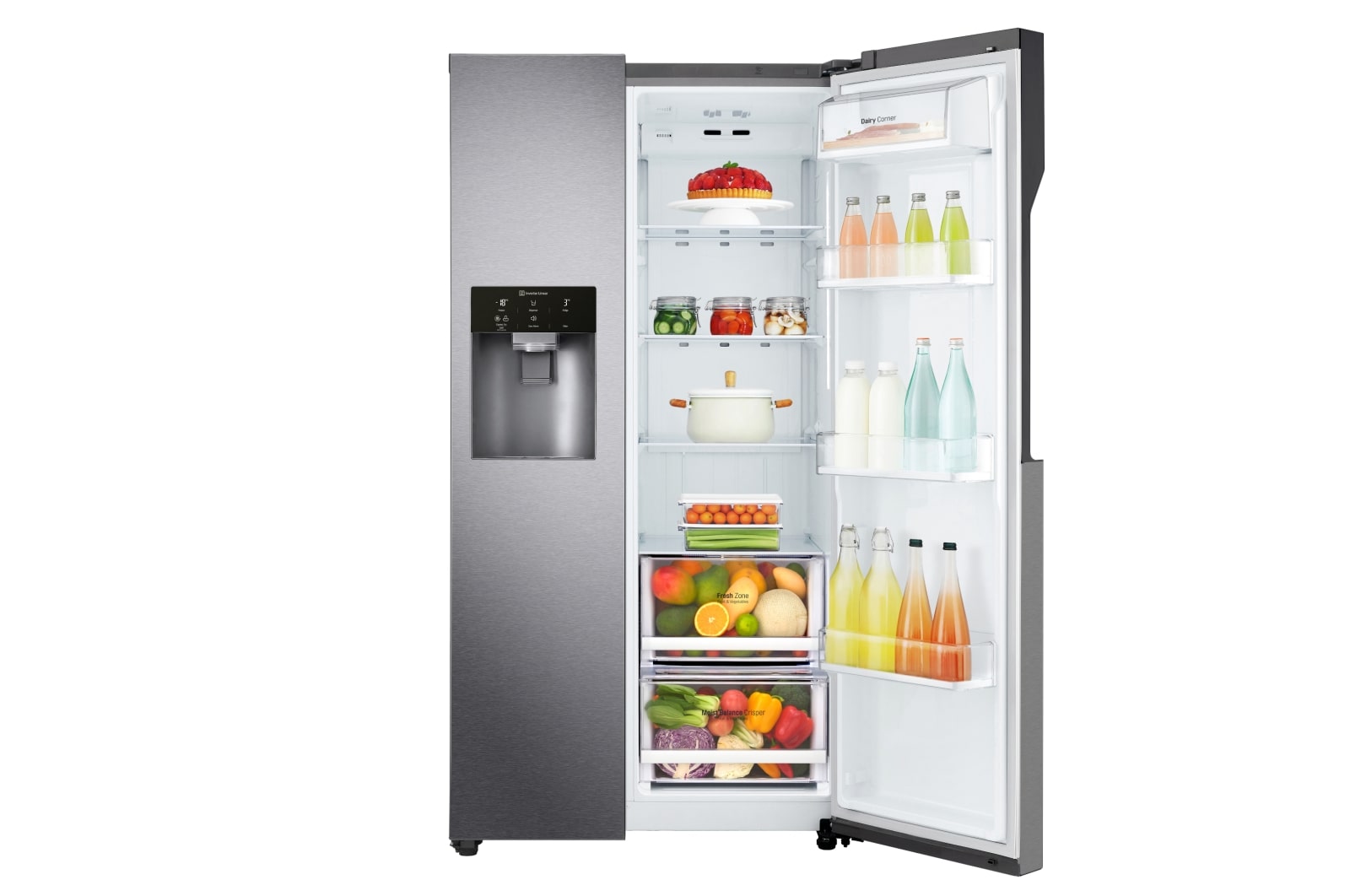 LG Side-by-Side mit Eis-, Crushed Ice- und Wasserspender  | 606 Liter Kapazität | Festwasseranschluss | Energieeffizienzklasse F | Dark Graphite | GSL360ICEZ, GSL360ICEZ