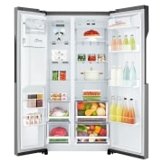 LG Side-by-Side mit Eis-, Crushed Ice- und Wasserspender  | 606 Liter Kapazität | Festwasseranschluss | Energieeffizienzklasse F | Dark Graphite | GSL360ICEZ, GSL360ICEZ