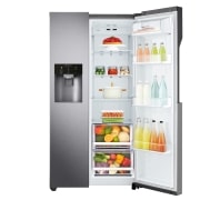 LG Side-by-Side mit Eis-, Crushed Ice- und Wasserspender  | 606 Liter Kapazität | Festwasseranschluss | Energieeffizienzklasse F | Dark Graphite | GSL360ICEZ, GSL360ICEZ