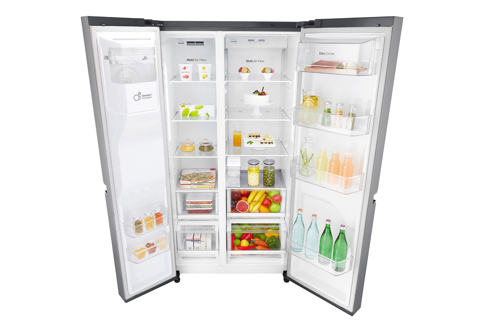 LG Side-by-Side mit Eis-, Crushed Ice- und Wasserspender | 625 Liter Kapazität | Energieeffizienzklasse E |  Interner Wassertank 4L | Steel | GSL461ICEE, GSL461ICEE
