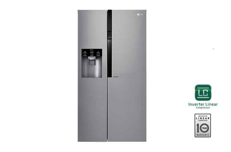 LG  ​Side-by-Side mit Eis-, Crushed Ice- und Wasserspender | 591  Liter Kapazität | Energieeffizienzklasse F |  Interner Wassertank 4L | Steel | GSL561PZUZ, GSL561PZUZ